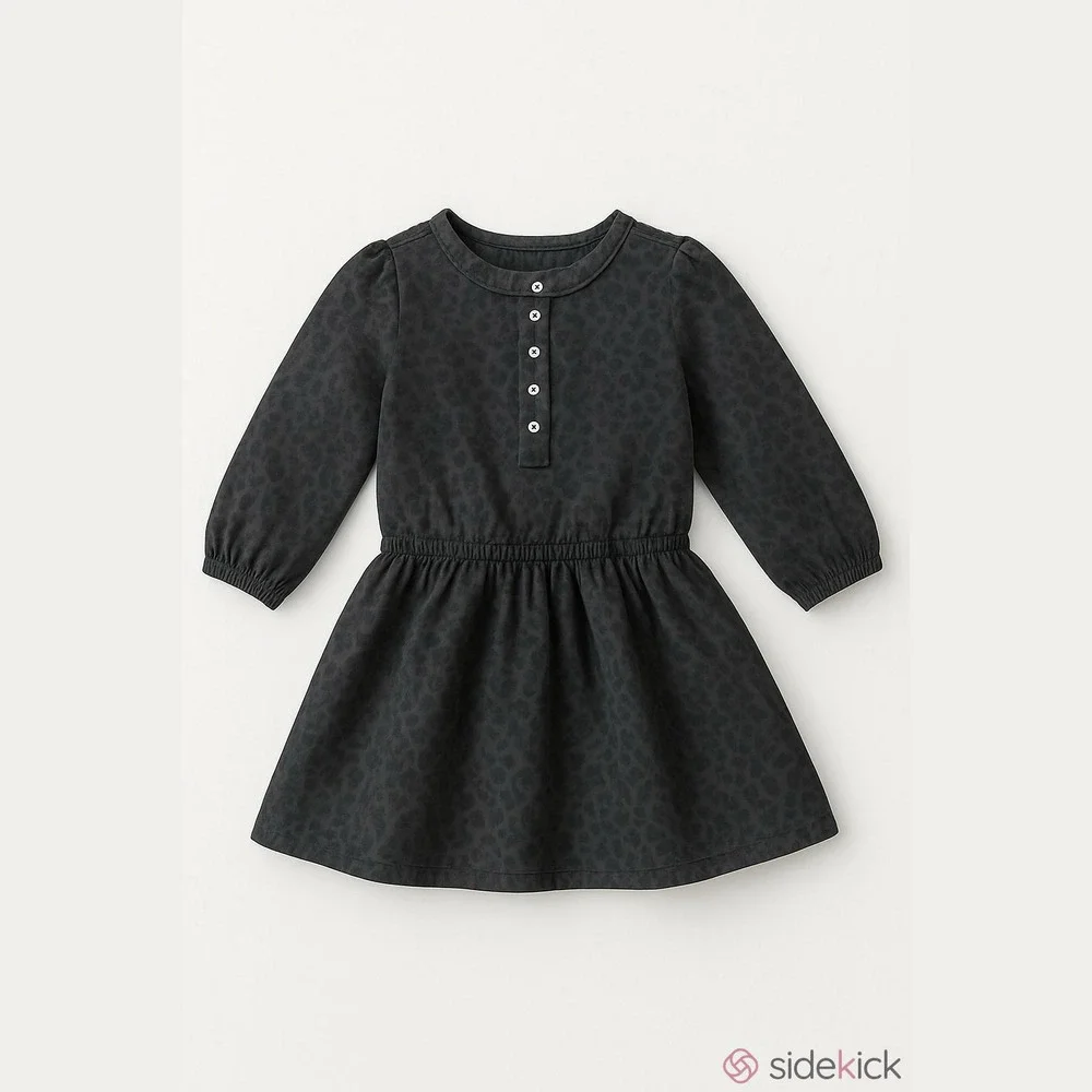 Carter’s casual twirl bodysuit dress Girl 4T midnight leopard print front button